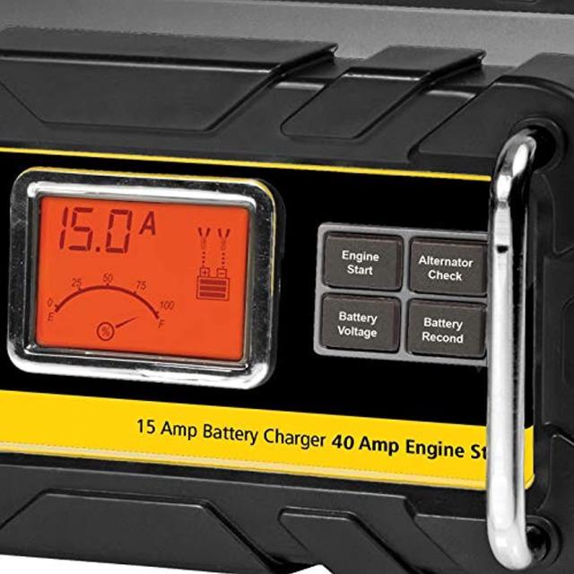 15 Amp Portable Car Battery Charger with 40 Amp Engine Start and Alternator  Check