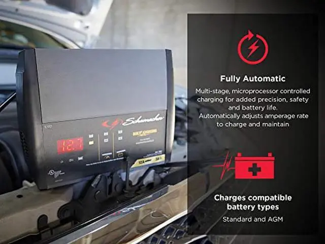 Alt view image 5 of 5 - Schumacher SC1393 12 Amp 3 Amp 6V/12V Fully Automatic Battery Charger Maintainer Auto Desulfator Auto 6V/12V Battery Detection For Cars, Trucks, SUVs, RV Batteries (SC1393)