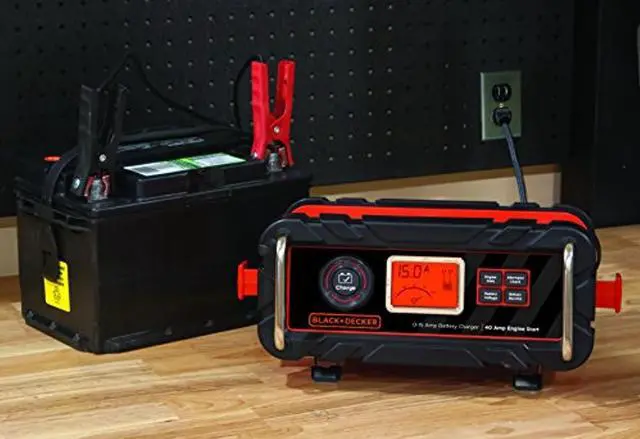 Alt view image 4 of 5 - BLACK+DECKER BC15BD Fully Automatic 15 Amp 12V Bench Battery Charger/Maintainer with 40A Engine Start, Alternator Check, Cable Clamps (BC15BD)