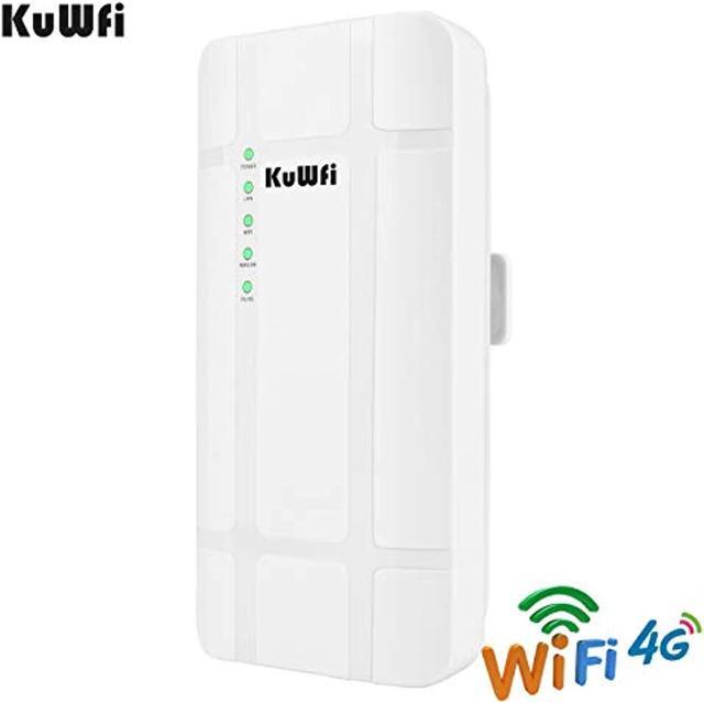 Alt view image 3 of 5 - KuWFi 300Mbps Outdoor 4G LTE CPE WiFi Router with Sim Card Slot CAT4 SIM Routers with POE Adapter Work with IPcamera or Outside WiFi Coverage (US Version B2/B4/B5/B12/B13/B14/B66/B71) (QC300K-L)