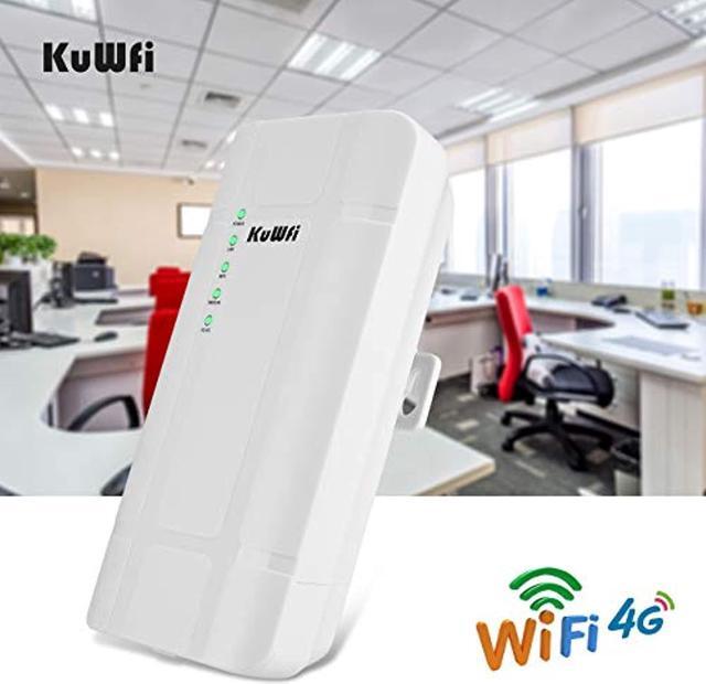 Alt view image 5 of 5 - KuWFi 300Mbps Outdoor 4G LTE CPE WiFi Router with Sim Card Slot CAT4 SIM Routers with POE Adapter Work with IPcamera or Outside WiFi Coverage (US Version B2/B4/B5/B12/B13/B14/B66/B71) (QC300K-L)