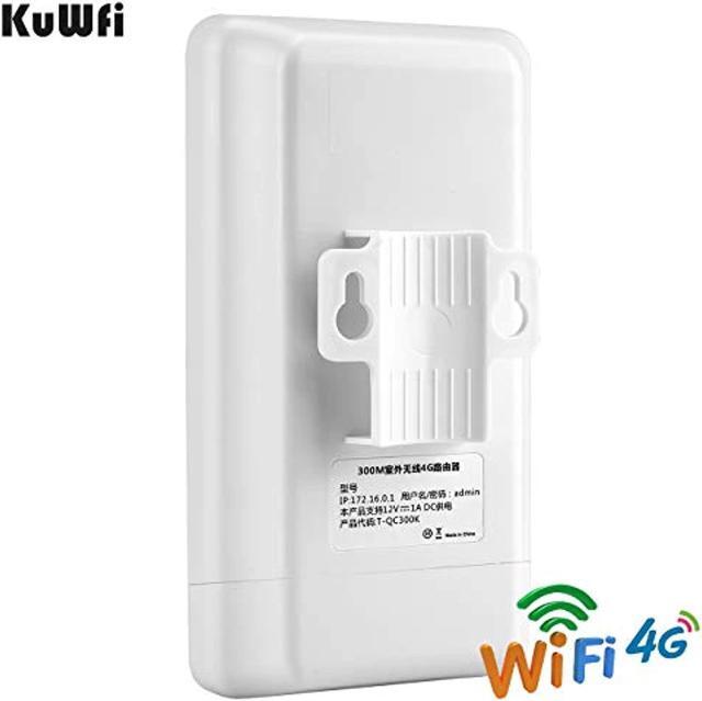 Alt view image 2 of 5 - KuWFi 300Mbps Outdoor 4G LTE CPE WiFi Router with Sim Card Slot CAT4 SIM Routers with POE Adapter Work with IPcamera or Outside WiFi Coverage (US Version B2/B4/B5/B12/B13/B14/B66/B71) (QC300K-L)