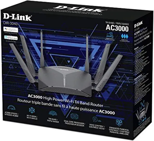 Alt view image 5 of 7 - D-Link WiFi Router AC3000 Mesh Smart Internet Network Works with Alexa  and  Google Assistant, MU-MIMO Tri Band Gigabit Gaming Mesh (DIR-3040-US) (DIR-3040-US)