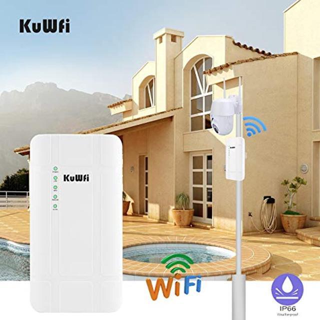 Alt view image 4 of 5 - KuWFi 300Mbps Outdoor 4G LTE CPE WiFi Router with Sim Card Slot CAT4 SIM Routers with POE Adapter Work with IPcamera or Outside WiFi Coverage (US Version B2/B4/B5/B12/B13/B14/B66/B71) (QC300K-L)