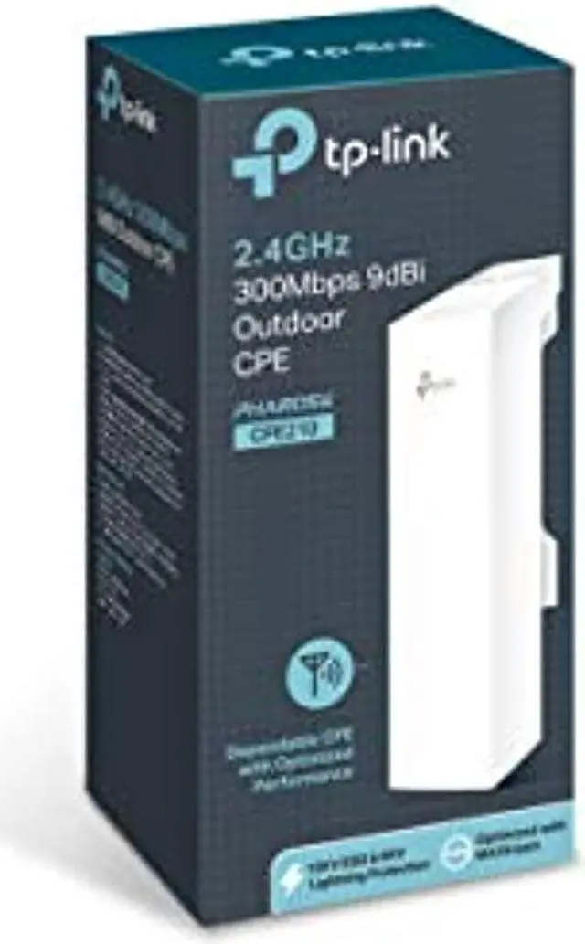 Alt view image 2 of 5 - TP-Link 2.4GHz N300 Long Range Outdoor CPE for PtP and PtMP Transmission | Point to Point Wireless Bridge | 9dBi, 5km+ | Passive PoE Powered w/ Free PoE Injector | Pharos Control (CPE210) (CPE210)
