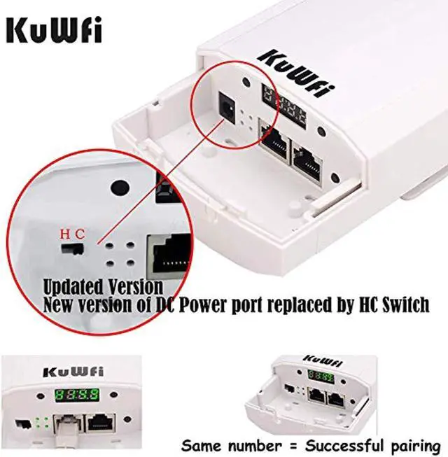Alt view image 5 of 5 - KuWFi 2-Pack 300Mbps Wireless Outdoor CPE Kit Point-to-Point Wireless Access Point 2.4G WiFi Bridge Supports 1KM Transmission Distance Solution for PTP/PTMP (Pre-Program) (CPE70R)