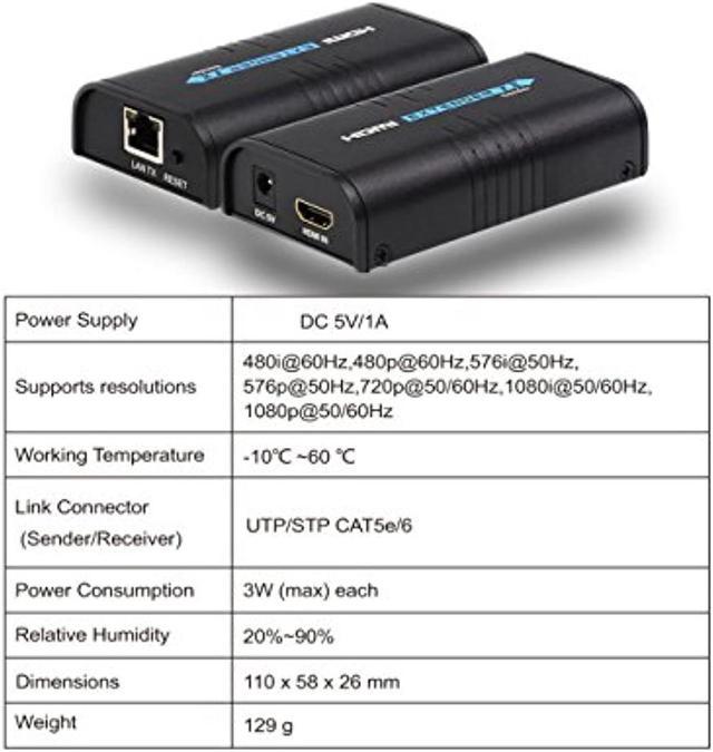 Mirabox HDMI Extender 120m Over TCP IP Rj45 Cat5 Cat5e Cat6 Cat6e