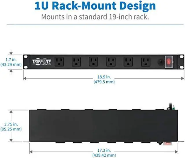 Alt view image 2 of 5 - Tripp Lite RS1215-RA Rackmount Network-Grade PDU Power Strip, 12 Right Angle Outlets Wide-Spaced, 15A, 15ft Cord w/ 5-15P Plug,, Black (RS1215-RA)