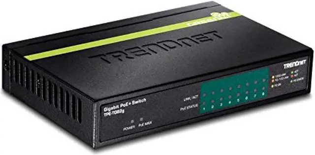 Main image of TRENDnet 8-Port GREENnet Gigabit PoE+ Switch, TPE-TG82G, Supports PoE and PoE+ Devices, 61W PoE Budget, 16Gbps Switching Capacity, Data  and  Power via Ethernet to PoE Access Points  and   (TPE-TG82G)