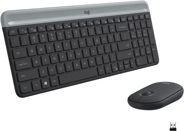 Main image of Logitech - MK470 Full-size Wireless Scissor Keyboard and Mouse Bundle for Windows with Quiet clicks - Black/Gray (920-009437)