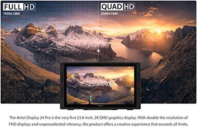 Alt view image 2 of 5 - XP-PEN Artist24 Pro Drawing Pen Display 2K Resolution Graphics Tablet 23.8 Inch Screen Supports a USB-C to USB-C Connection?20 Customizable Shortcut Keys and Tilt Function? (MYXArtist24Pro)