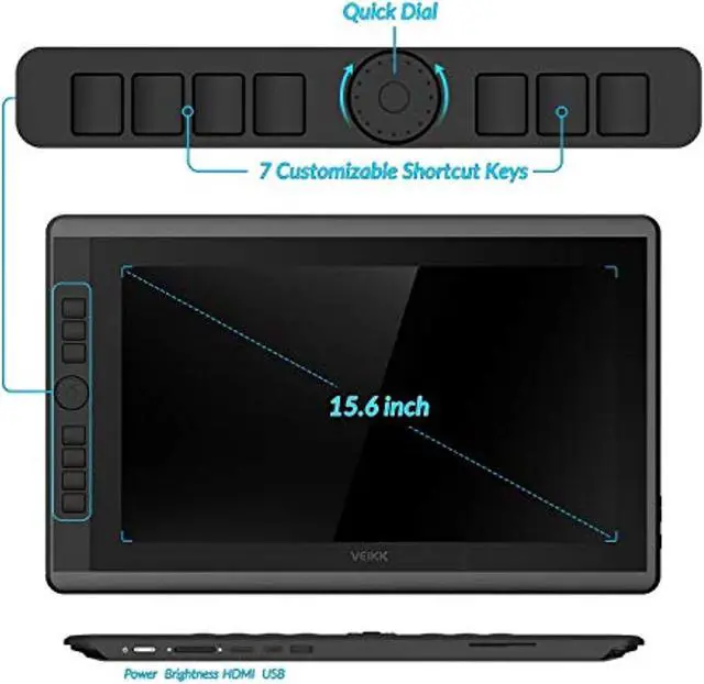 Alt view image 2 of 5 - VEIKK VK1560 Pro 15.6 Inch Pen Display Graphics Monitor IPS HD Screen Drawing Monitor with 7 Shortcut Keys and a Quick Dial (92%NTSC,8192 Level Pressure,2 Battery Free Pen) (VK1560PRO190805)