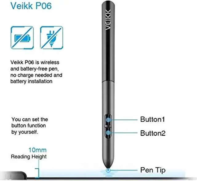 Alt view image 2 of 5 - VEIKK A30 V2 10x6 inch Graphic Drawing Tablet Digital Pen Tablet with 8192 Levels Battery-Free Pen, 4 Touch Keys and a Touch Pad ,Compatible with Windows  and  Mac  and  Android OS (VKA30)