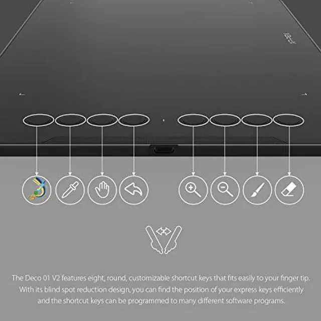 Alt view image 5 of 5 - XP-PEN Deco 01 V2 Graphics Tablet 10x6.25 Inch Drawing Pen Tablet 8192 Levels Pressure Battery-Free Pen with Tilt Function Android Supported and 8 Shortcut Keys (Deco01V2)