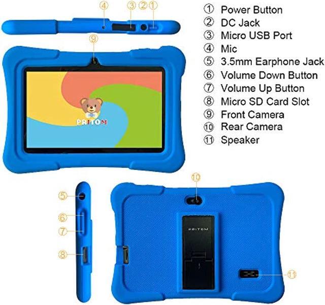 Alt view image 4 of 5 - Pritom 7 inch Kids Tablet, Quad Core Android,1GB RAM+16GB ROM, WiFi,Bluetooth,Dual Camera, Educationl,Games,Parental Control,Kids Software Pre-Installed with Kids-Tablet Case (Dark Blue)