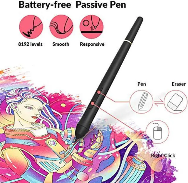 Alt view image 4 of 5 - VEIKK Drawing Monitor Tablet, VK1560 Drawing Tablet with Screen Full HD IPS Pen Display Graphic Monitor with Battery Free Passive (VK1560-001)