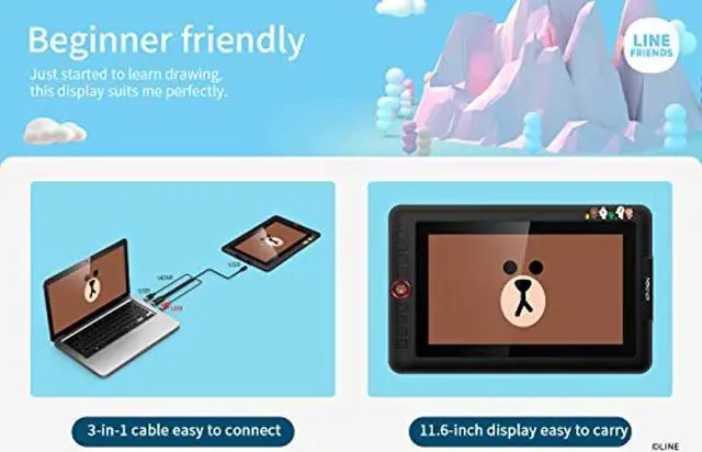 Alt view image 2 of 5 - XP-PEN Drawing Monitor Artist12 Pro Pen Display Line Friends Edition Drawing Tablet for Digital Drawing Beginner and Animation(Tilt Support 8192 Levels Pressure Sensitivity)