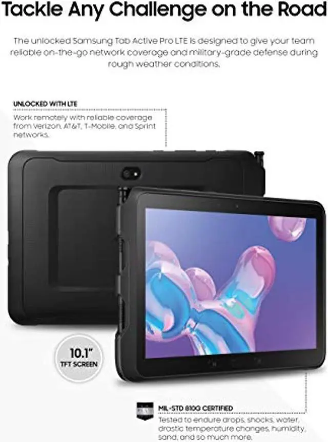 Alt view image 3 of 5 - Samsung Galaxy Tab Active PRO 10.1" | 64GB  and  LTE (UNLOCKED) Water-Resistant Rugged Tablet, Black - SM-T547UZKAXAA (SM-T547UZKAXAA)