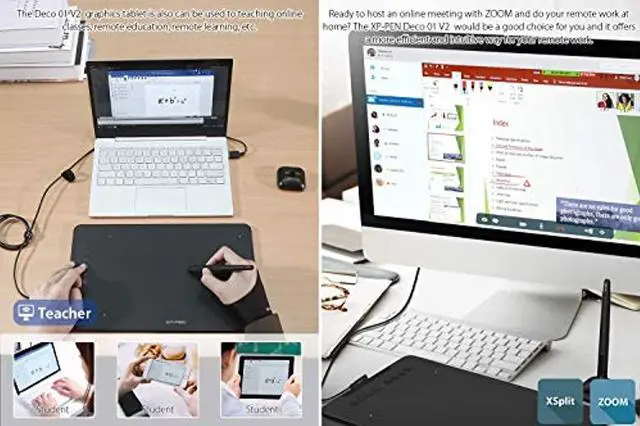 Alt view image 2 of 5 - XP-PEN Deco 01 V2 Graphics Tablet 10x6.25 Inch Drawing Pen Tablet 8192 Levels Pressure Battery-Free Pen with Tilt Function Android Supported and 8 Shortcut Keys (Deco01V2)