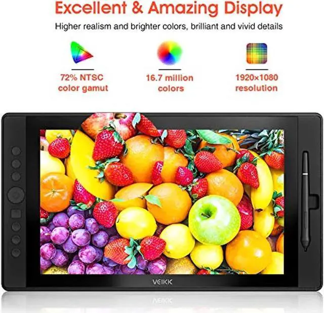 Alt view image 5 of 5 - VEIKK Drawing Monitor Tablet, VK1560 Drawing Tablet with Screen Full HD IPS Pen Display Graphic Monitor with Battery Free Passive (VK1560-001)