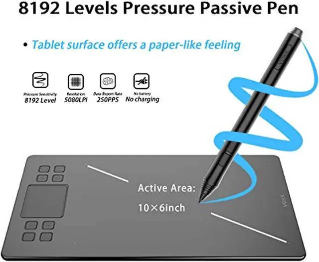 Alt view image 5 of 5 - VEIKK A50 Graphics Drawing Tablet with 8192 Pressure Sensitivity (Battery-Free Passive Pen) (M4-A50)