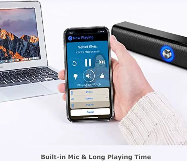 Alt view image 2 of 5 - Adesso Xtream S6 Bluetooth and AUX Sound Bar Speaker 10W x 2 (XtreamS6)