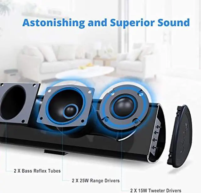 Alt view image 3 of 5 - 80 Watt Sound Bar, BESTISAN Sound Bars for TV of Home Theater System (Bluetooth 5.0, 34 inch, DSP, Strong Bass, Wireless Wired Connections, Bass Adjustable, Wall Mountable) (8541738406)