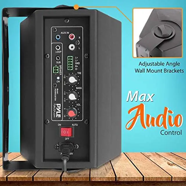 Alt view image 2 of 5 - Wall Mount Home Speaker System - Active Passive Mountable Bookshelf Indoor Studio Garage Patio Stereo Sound Home Theater Speaker, Wireless Bluetooth Speaker Set W/Aux  and  RCA - Pyle PDW (PDWR53BTBK)