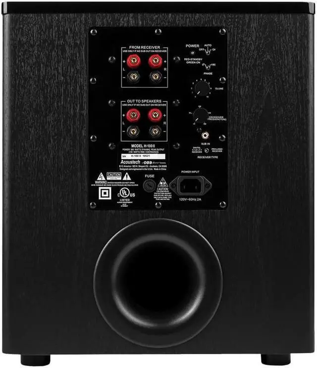 Alt view image 7 of 12 - BIC America H-100II 500-Watt Acoustech 12 Front-Firing Powered Subwoofer with Black Lacquer Top