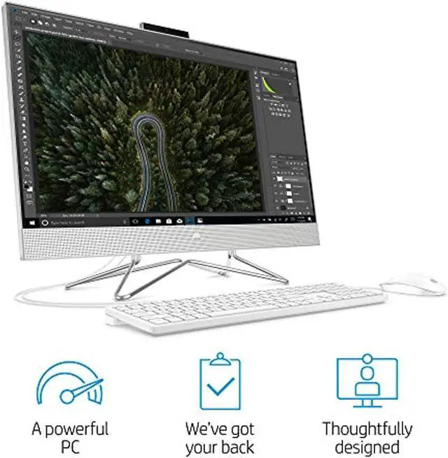 Alt view image 2 of 5 - HP 27-inch Touchscreen All-in-One Desktop Computer, AMD Ryzen 5 4500U Processor,16 GB RAM, 512 GB SSD, Windows 10 Home (27-dp0160, Silver) (27-dp0160)