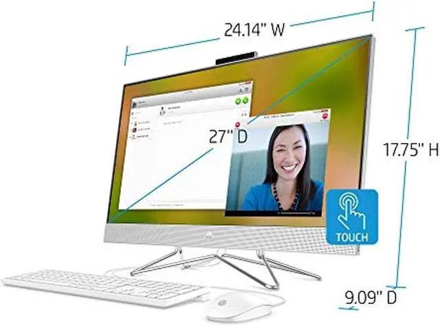 Alt view image 5 of 5 - HP 27-inch Touchscreen All-in-One Desktop Computer, AMD Ryzen 5 4500U Processor,16 GB RAM, 512 GB SSD, Windows 10 Home (27-dp0160, Silver) (27-dp0160)