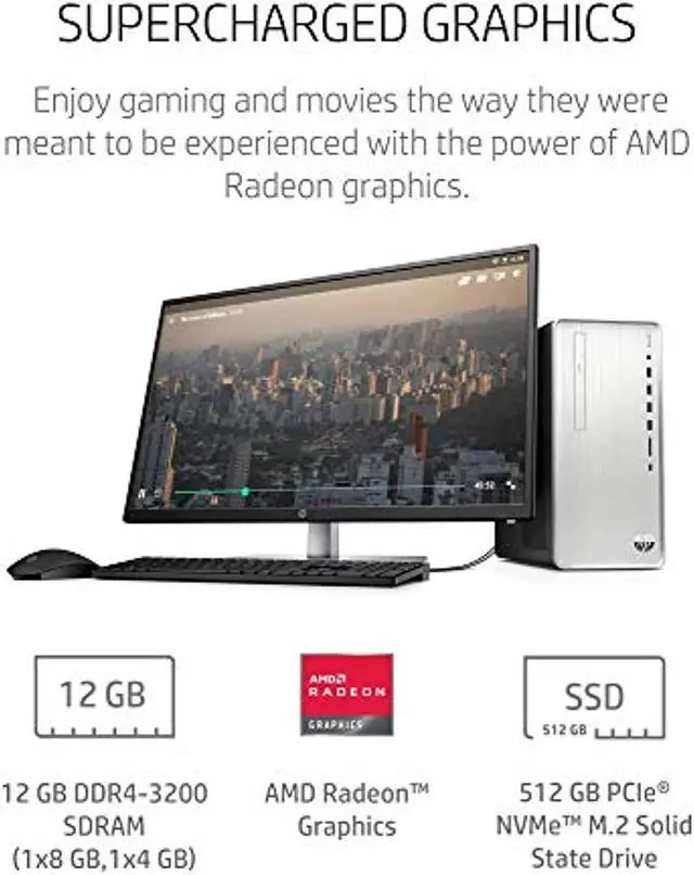 Alt view image 3 of 7 - HP Pavilion Desktop PC, AMD Ryzen 5 4600G Processor 6-core with Radeon Graphics, 12 GB DDR4-3200 SDRAM, 512 GB HD - Windows 10 Home, Multi-Display Capable, 5.1 Surround Sound (TP01-1140) (1J7L8AA#ABA)