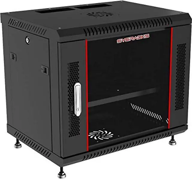 Main image of Sysracks - Server Rack - Wall Cabinet - 6 U Wall Mount Rack Enclosure with Fans - Audio Rack - Network Rack - 24 Inch Depth AV Cabinet - Feet - PDU - Shelf - Locking Cabinet - Black