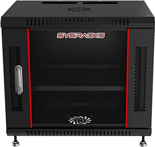 Alt view image 2 of 5 - Sysracks - Server Rack - Wall Cabinet - 6 U Wall Mount Rack Enclosure with Fans - Audio Rack - Network Rack - 24 Inch Depth AV Cabinet - Feet - PDU - Shelf - Locking Cabinet - Black