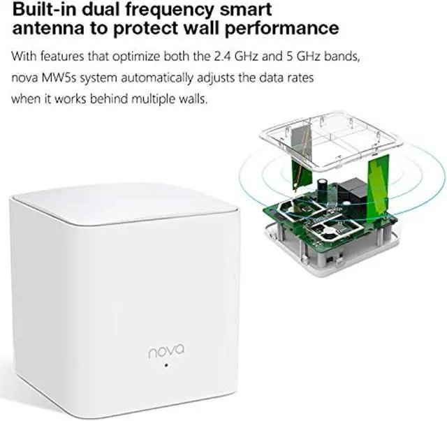 Alt view image 5 of 5 - Tenda NOVA Mw5S(2-Pack) Wall-Plug Whole Home Mesh WiFi System, Coverage Up to 2, 500 Sq. Ft, Plug and Play, Router/WiFi Extender Replacement, Gigabit Connection to Your Cable Modem (MW5s2-Pack)