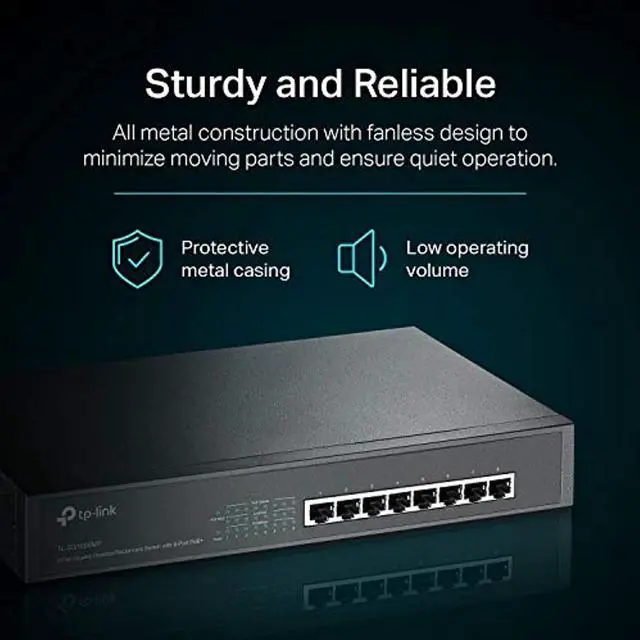 Alt view image 2 of 5 - TP-Link 8 Port Gigabit PoE Switch | 8 PoE+ Ports @126W | Plug  and  Play | Limited Lifetime Protection | Desktop/ Rackmount | Prioritized Power Supply | Sturdy Metal | Shielded Ports (TL (TL-SG1008MP)