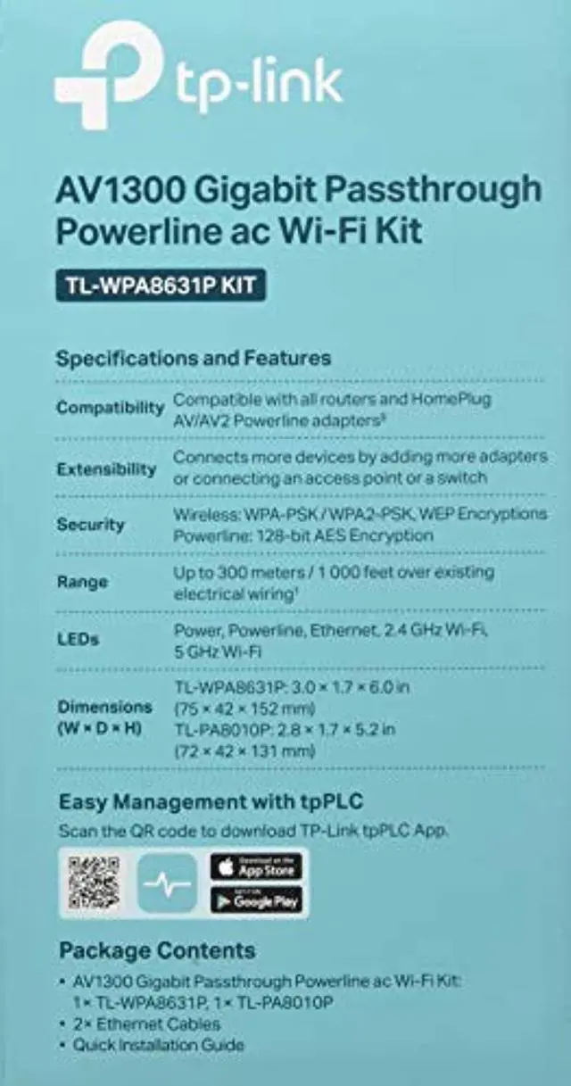 Alt view image 4 of 5 - TP-Link AV1300 Powerline WiFi Extender(TL-WPA8631P KIT)- Powerline Ethernet Adapter with AC1200 Dual Band WiFi, Gigabit Port, Ideal for Gaming/4K TV (TL-WPA8631PKIT)