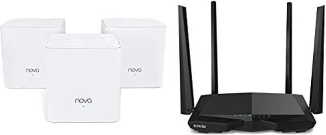 Main image of Tenda Whole Home Mesh WiFi System (MW3 3PK)  and  AC1200 Dual Band WiFi Router, High Speed Wireless Internet Router with Smart App, MU-MIMO for Home (AC6),Black