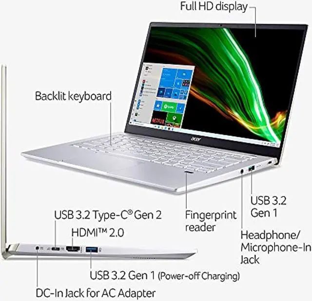 Alt view image 5 of 5 - Acer Swift X SFX14-41G-R1S6 Creator Laptop | 14" Full HD 100% sRGB | AMD Ryzen 7 5800U | NVIDIA RTX 3050Ti Laptop GPU | 16GB LPDDR4X | 512GB NVMe SSD | Wi-Fi 6 | Backlit Keyboard | Wi (SFX14-41G-R1S6)