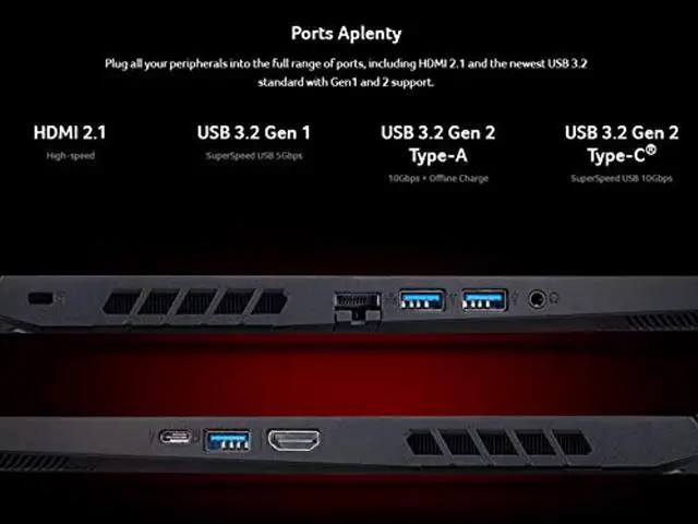 Alt view image 4 of 5 - Acer Nitro 5 AN517-41-R0RZ Gaming Laptop, AMD Ryzen 7 5800H (8-Core) | NVIDIA GeForce RTX 3060 Laptop GPU | 17.3" FHD 144Hz IPS Display | 16GB DDR4 | 1TB NVMe SSD | WiFi 6 | RGB Backlit Keyboard