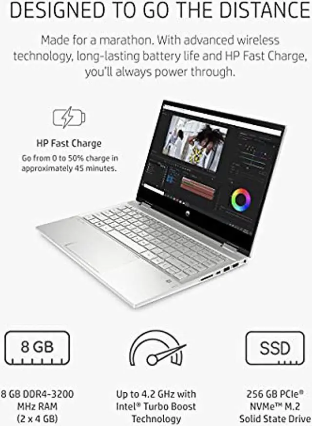 Alt view image 3 of 5 - HP Pavilion x360 14? Touchscreen Laptop, 11th Gen Intel Core i5-1135G7, 8 GB RAM, 256 GB SSD Storage, Full HD IPS Display, Windows 10 Home OS, Long Battery Life, Work  and  Streaming (14 (39K89UA#ABA)