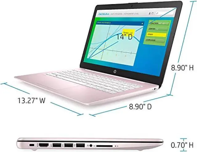 Alt view image 3 of 5 - 2021 HP Stream 14" HD Thin and Light Laptop, Intel Celeron N4000 Processor, 4GB RAM, 64GB eMMC, HDMI, Webcam, WiFi, Bluetooth, 1 Year Office 365, Windows 10 S, Rose Pink