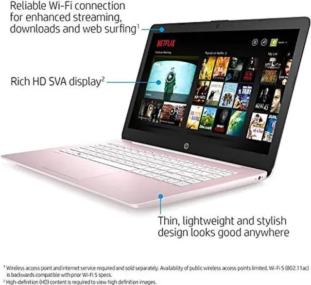 Alt view image 4 of 5 - 2021 HP Stream 14" HD Thin and Light Laptop, Intel Celeron N4000 Processor, 4GB RAM, 64GB eMMC, HDMI, Webcam, WiFi, Bluetooth, 1 Year Office 365, Windows 10 S, Rose Pink