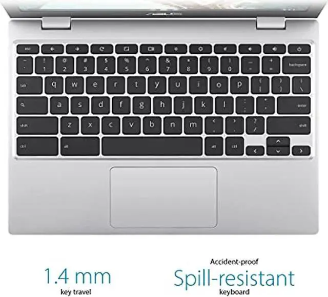 Alt view image 4 of 5 - ASUS Chromebook CX1, 11.6" HD NanoEdge Display, Intel Celeron N3350 Processor, 32GB eMMC,  4GB RAM, Spill-resistant Keyboard, Chrome OS, Transparent Silver, CX1100CNA-AS42 (CX1100CNA-AS42)