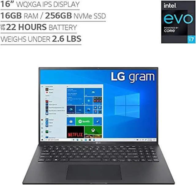 Alt view image 2 of 5 - LG Gram 16Z90P - 16" WGXGA (2560x1600) Ultra-Lightweight Laptop, Intel evo with 11th gen CORE i7 1165G7 CPU , 16GB RAM, 256GB SSD, Alexa Built-in, 19.5 Hours Battery, Thunderbolt 4,  (16Z90P-K.AAB6U1)