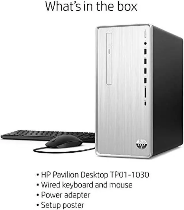 Alt view image 5 of 5 - HP Pavilion Desktop, 10th Gen Intel Core i3-10100 Processor, 8 GB RAM, 512 GB SSD, Windows 10 Home (TP01-1030, Silver) (13Z04AA#ABA)