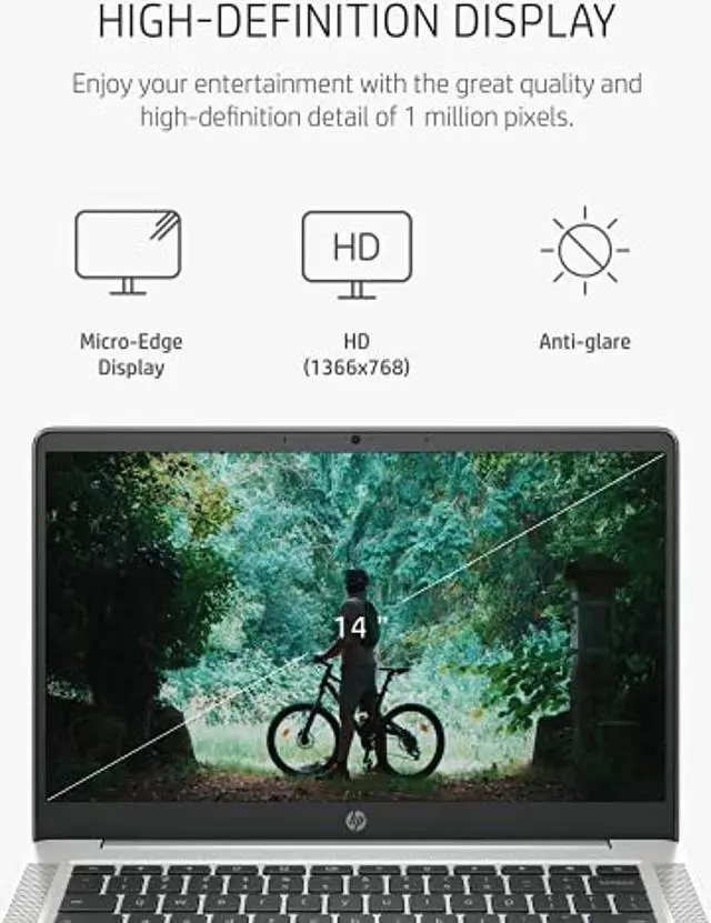 Alt view image 4 of 7 - HP Chromebook 14 Laptop, Intel Celeron N4020, 4 GB RAM, 32 GB eMMC, 14? HD Micro-Edge Display, Chrome OS, Thin  and  Portable, 4K Graphics, Backlit Ash Gray Keyboard (14a-na0024nr, 2021 (14a-na0024nr)