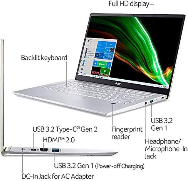 Alt view image 5 of 5 - Acer Swift X SFX14-41G-R0SG Creator Laptop | 14" Full HD 100% sRGB | AMD Ryzen 5 5600U | NVIDIA RTX 3050 Laptop GPU | 8GB LPDDR4X | 512GB NVMe SSD | Wi-Fi 6 | Backlit Keyboard | Windows (NX.AU6AA.001)