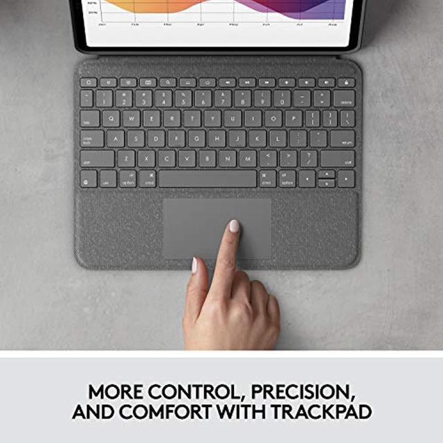 Alt view image 2 of 5 - Logitech Folio Touch iPad Keyboard Case with Trackpad and Smart Connector for iPad Air (4th Generation) - Graphite (920-009952)