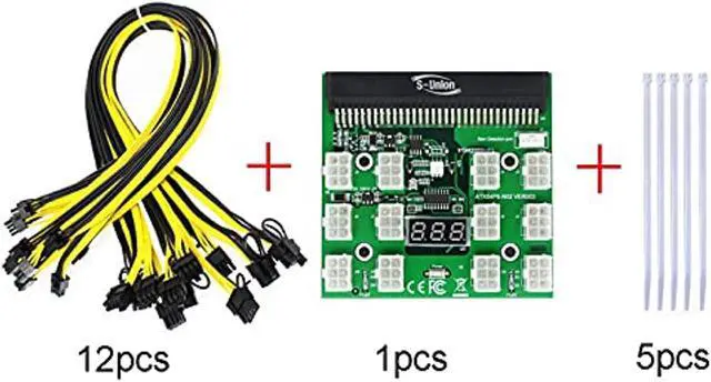 Alt view image 3 of 5 - S-Union Ethereum ETH ZEC Mining Power Supply 12V GPU/PSU Breakout Board + 12pcs 16AWG PCI-E 6Pin to 6+2Pin Cables 27.5Inch Length(70CM, with 5 Nylon Cable Ties) (4335247759)